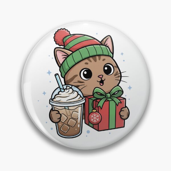 Item preview, Festive Cat & Iced Coffee Vibes designed and sold by VibePrintsHub.