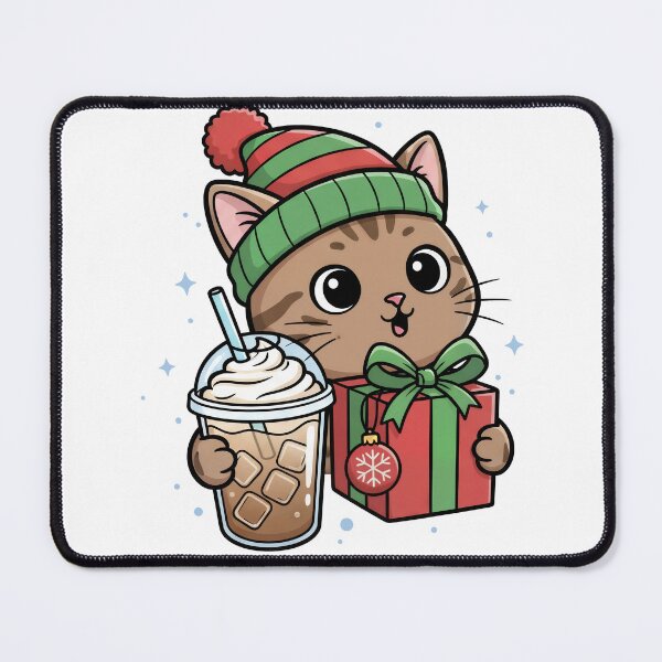 Item preview, Festive Cat & Iced Coffee Vibes designed and sold by VibePrintsHub.