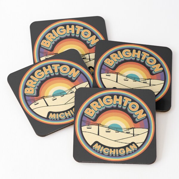 Item preview, Brighton, Michigan Retro Rainbow Mountain designed and sold by TheOldMittenIllustrated.