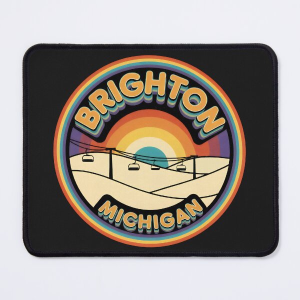 Item preview, Brighton, Michigan Retro Rainbow Mountain designed and sold by TheOldMittenIllustrated.
