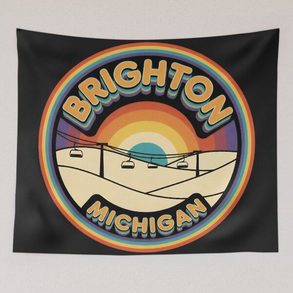 Item preview, Brighton, Michigan Retro Rainbow Mountain designed and sold by TheOldMittenIllustrated.