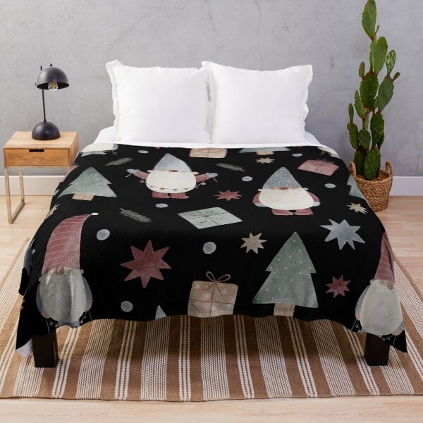Item preview, Whimsical Gnome and Christmas Tree Throw Blanket | Cozy Holiday Decor designed and sold by FestivityFinds.