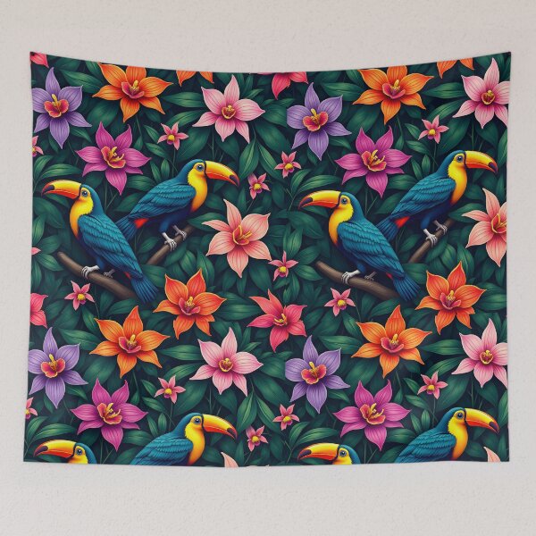 Item preview, Toucans  with a spectrum of blues, greens, and oranges designed and sold by BDLdesigns.