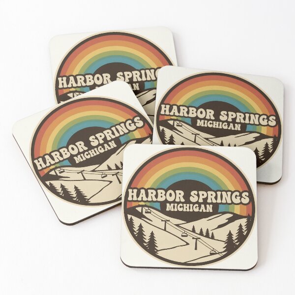 Item preview, Harbor Springs, Michigan Retro Rainbow Mountain designed and sold by TheOldMittenIllustrated.