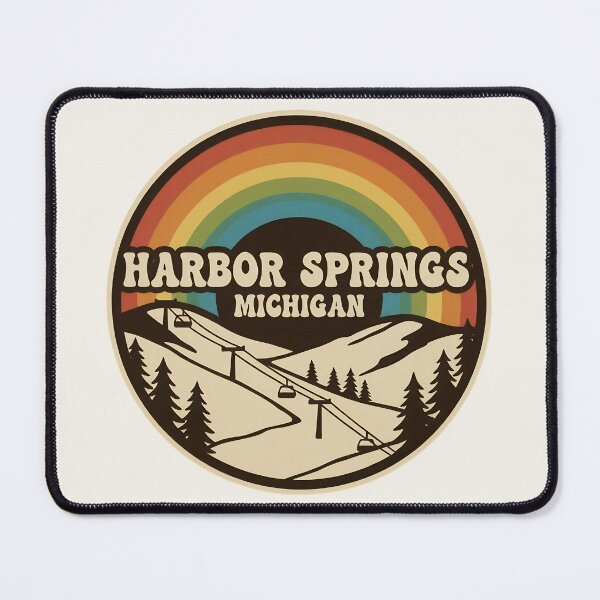 Item preview, Harbor Springs, Michigan Retro Rainbow Mountain designed and sold by TheOldMittenIllustrated.