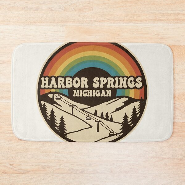 Item preview, Harbor Springs, Michigan Retro Rainbow Mountain designed and sold by TheOldMittenIllustrated.