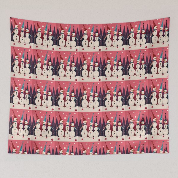 Item preview, Snowmen Three Ice Men Pink Theme Kitschmas designed and sold by taiche.