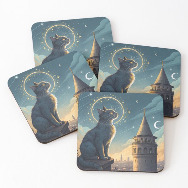 Item preview, The Celestial Guardian of Galata — Mystic Istanbul Cat Art designed and sold by asliberry.
