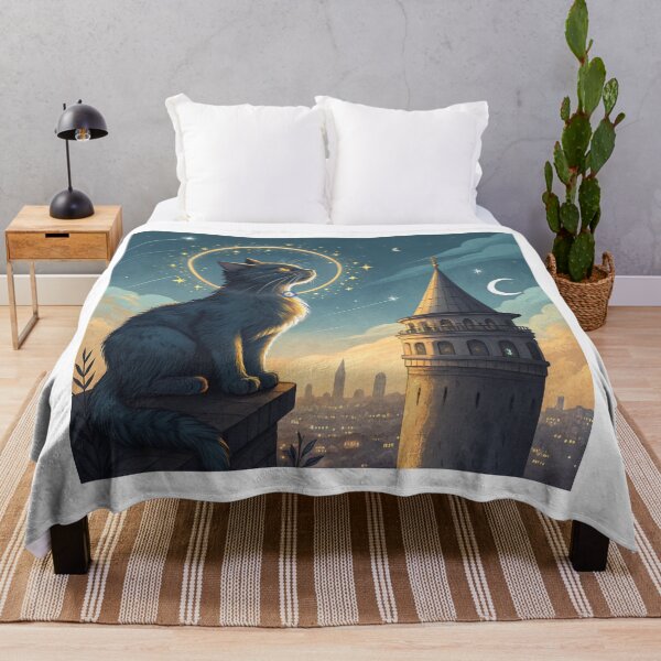 Item preview, The Celestial Guardian of Galata — Mystic Istanbul Cat Art designed and sold by asliberry.