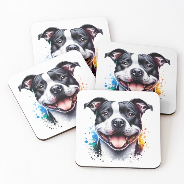 Item preview, Watercolor Black And White American Staffordshire Terrier designed and sold by TheAnimalZ00.