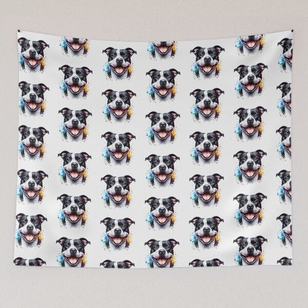 Item preview, Watercolor Black And White American Staffordshire Terrier designed and sold by TheAnimalZ00.