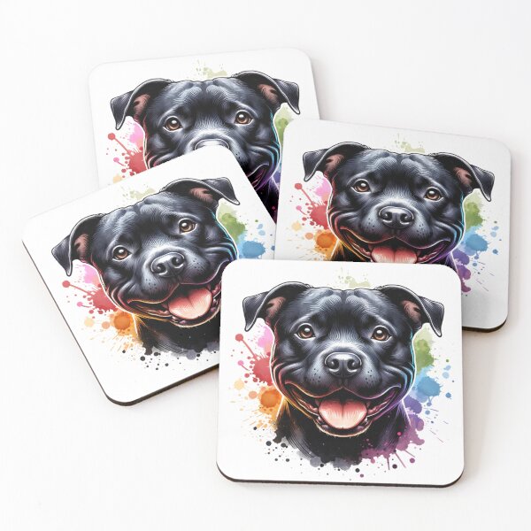 Item preview, Watercolor Black American Staffordshire Terrier designed and sold by TheAnimalZ00.