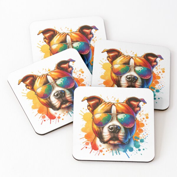 Item preview, Watercolor American Staffordshire Terrier Wearing Sunglasses designed and sold by TheAnimalZ00.