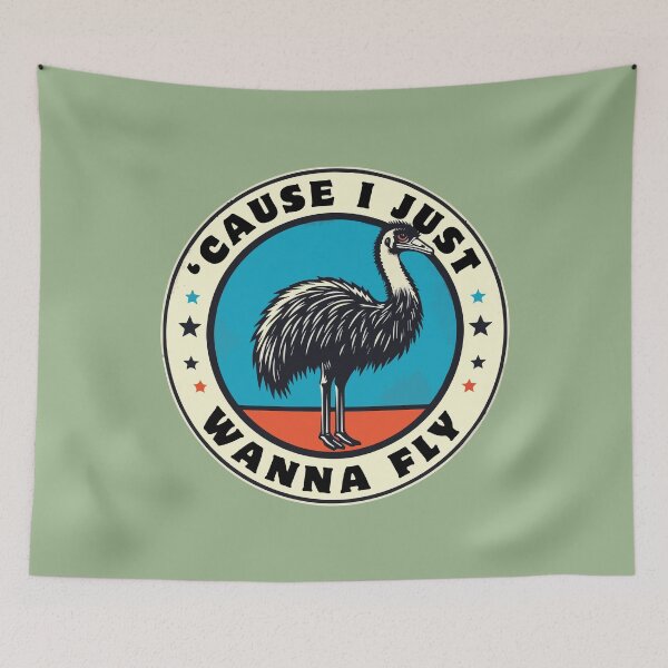 Item preview, Cause I Just Wanna Fly // Vintage Funny Emu Humor designed and sold by Scaryzz.