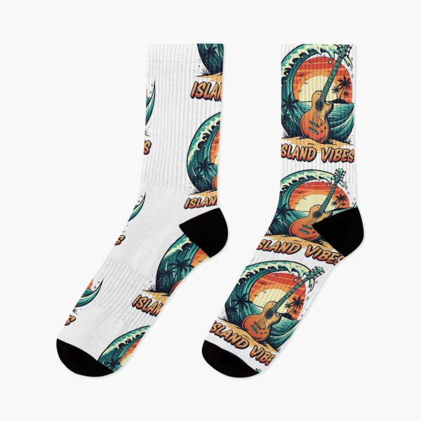 Item preview, Island Vibes Guitar Wave Beach Sunset Tropical Music Summer Surf Retro designed and sold by DibuHumor.