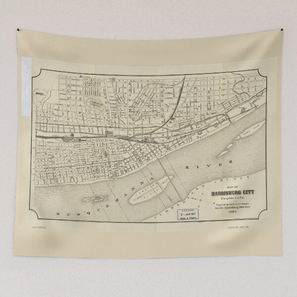 Item preview, Map of Harrisburg, Pennsylvania (1884) designed and sold by allhistory.