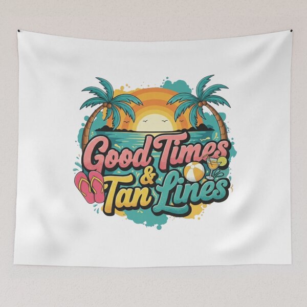 Item preview, Good Times & Tan Lines Summer Beach Holiday Sun Sunset Sandals Cocktail designed and sold by DibuHumor.