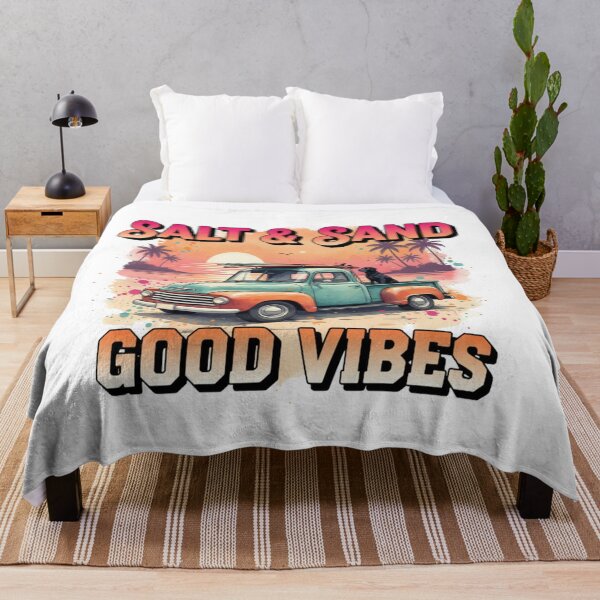 Item preview, Salt & Sand Good Vibes Vintage Truck Dog Surf Beach Sunset Retro Summer designed and sold by DibuHumor.