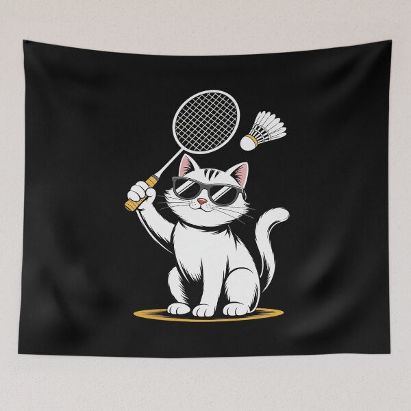 Item preview, Cat Playing Badminton Shuttlecock Player Lover Coach designed and sold by August4Laughs25.