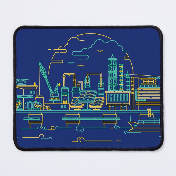 Item preview, concept of green engineering or green industry, graphic of oil rig with eco system element designed and sold by NiamLab.