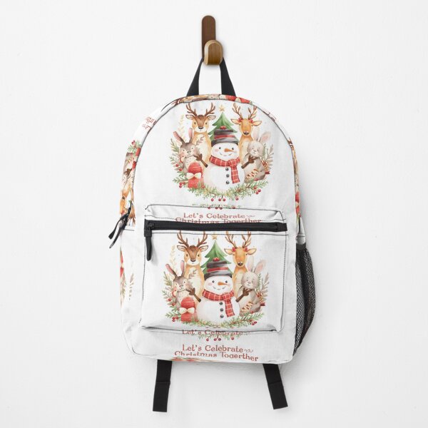 Item preview, colorful watercolor illustration features snowman rabbits deer winter designs Christmas new year celebrations greeting cards designed and sold by PWDigitalArt.