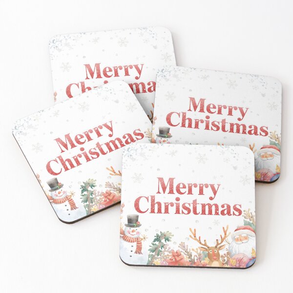 Item preview, Merry Christmas and Happy New Year, Christmas banner postcard of Santa Claus and friends with Christmas tree designed and sold by PWDigitalArt.