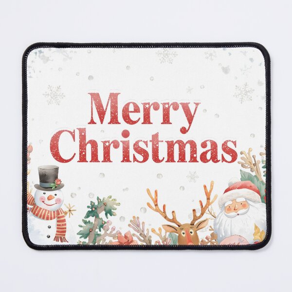 Item preview, Merry Christmas and Happy New Year, Christmas banner postcard of Santa Claus and friends with Christmas tree designed and sold by PWDigitalArt.