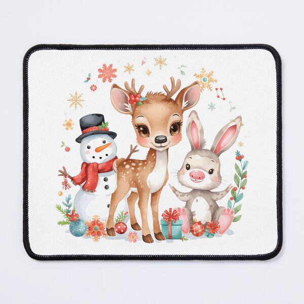 Item preview, A cheerful snowman with animals, including deer and rabbits, dressed for winter festivities, bringing joy and holiday spirit. designed and sold by PWDigitalArt.
