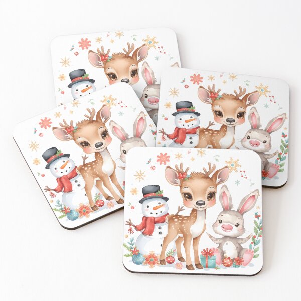 Item preview, A cheerful snowman with animals, including deer and rabbits, dressed for winter festivities, bringing joy and holiday spirit. designed and sold by PWDigitalArt.