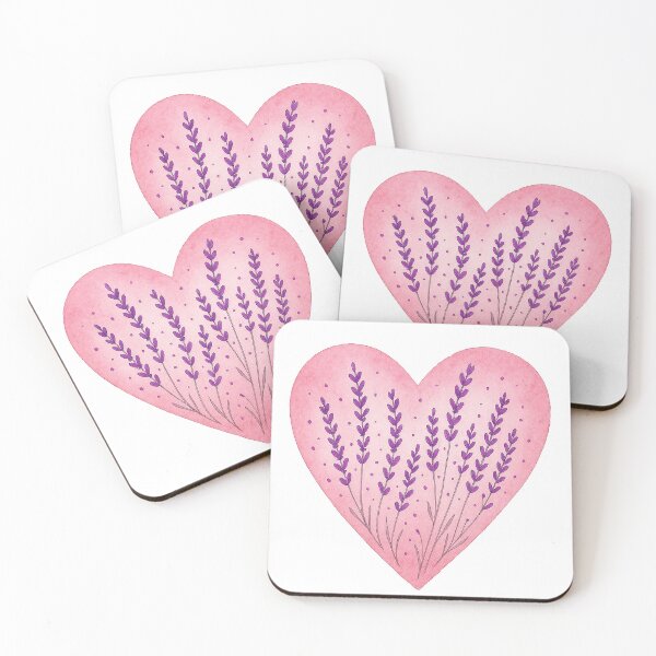 Item preview, Pink Watercolor Heart with Lavender – Floral Love Design designed and sold by Pacika.