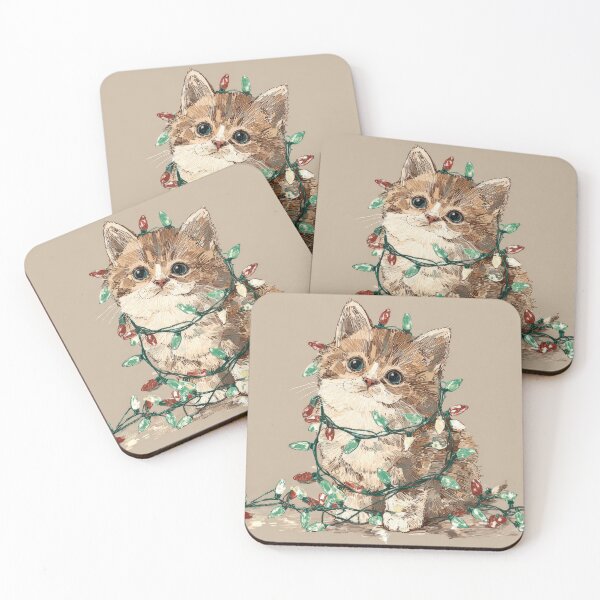 Item preview, Christmas Light Cat On Taupe designed and sold by scicilysimonee.