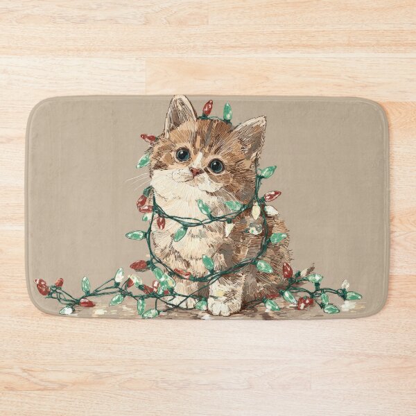 Item preview, Christmas Light Cat On Taupe designed and sold by scicilysimonee.