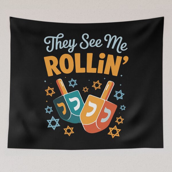 Item preview, Groovy They See Me Rollin' Hanukkah 2025 Dreidel Game Jewish designed and sold by HellD3vil-Art.