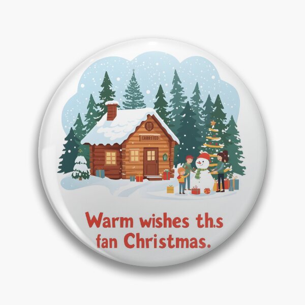 Item preview, A wooden cabin in the snowy forest, warmly lit and decorated with Christmas wreaths and glowing string lights, with a snowman outside designed and sold by PWDigitalArt.