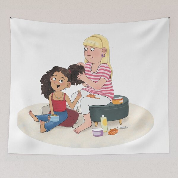 Item preview, Mother and Daughter Bonding While Styling Curly Hair Together designed and sold by Splurtifumi.