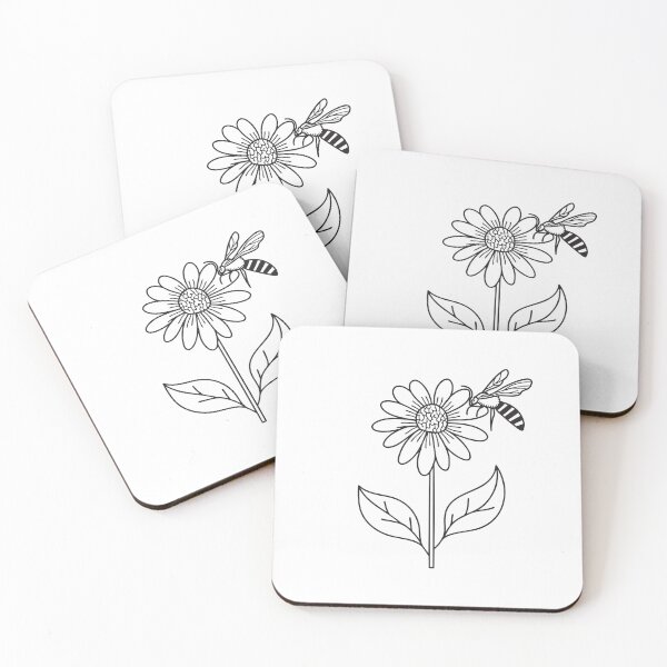 Item preview, A tickseed planted near a bee resting on petals designed and sold by rasagamastore.