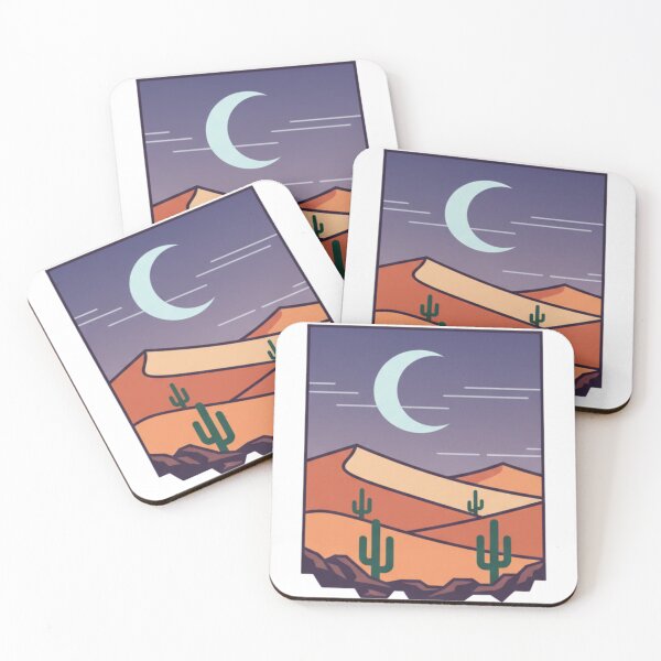 Item preview, Desert Moon Cactus Landscape Print designed and sold by 0606PM.
