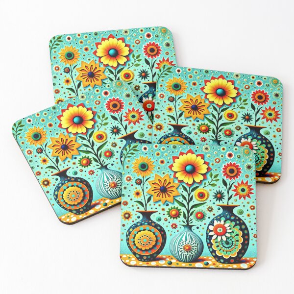 Item preview, Whimsical Flowers in Decorative Vases designed and sold by Beyond The Canvas.
