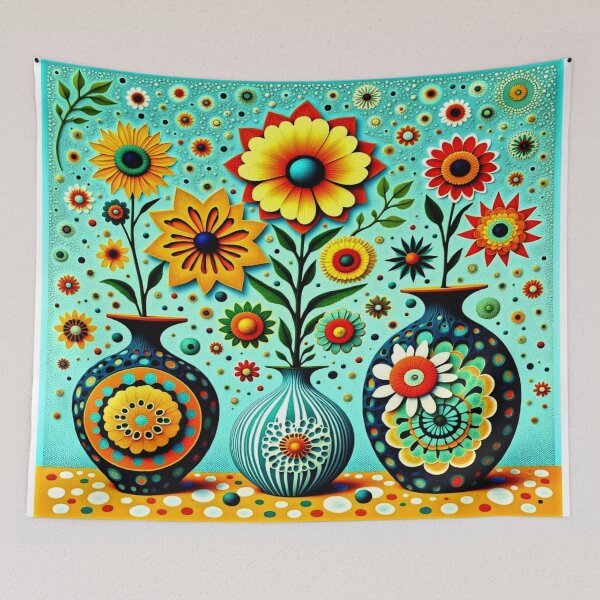 Item preview, Whimsical Flowers in Decorative Vases designed and sold by Beyond The Canvas.