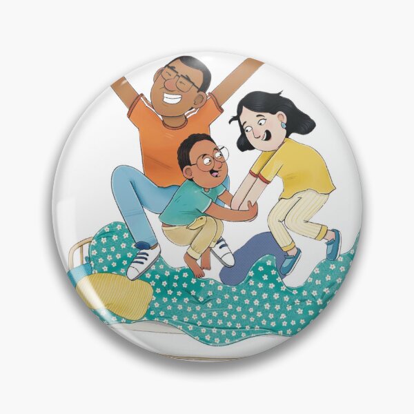 Item preview, Happy Family Jumping Energetically on the Bed Together at Home designed and sold by Splurtifumi.