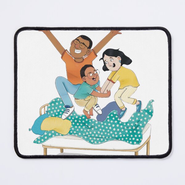Item preview, Happy Family Jumping Energetically on the Bed Together at Home designed and sold by Splurtifumi.