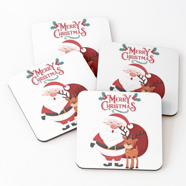 Item preview, Smiling Santa Claus and Cute Reindeer Merry Christmas Greeting designed and sold by HorizonStores.