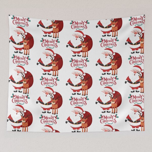Item preview, Smiling Santa Claus and Cute Reindeer Merry Christmas Greeting designed and sold by HorizonStores.