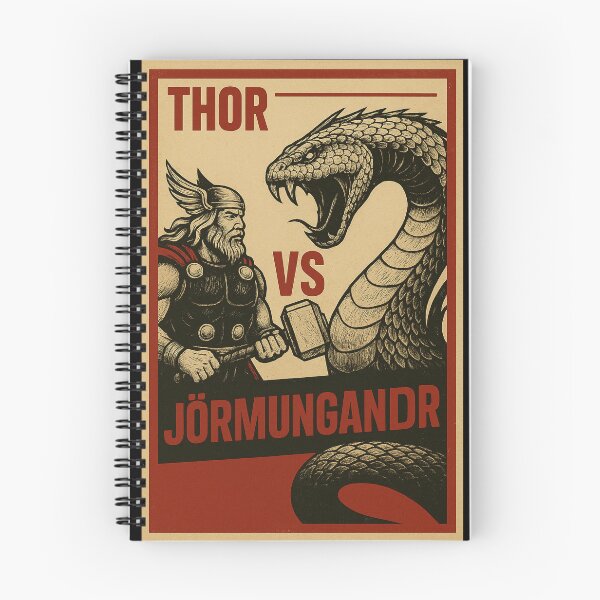 Item preview, Thor vs Jörmungandr fight poster  designed and sold by Studio Astra.