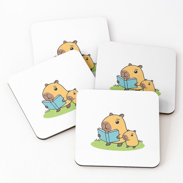 Item preview, capybara reading book with her baby  designed and sold by bindusingla.
