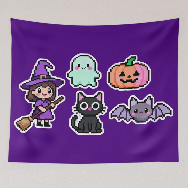 Item preview, Cute Pixel Halloween Kawaii Characters designed and sold by MuseAI.