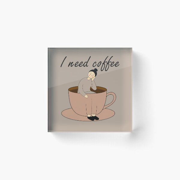 Artikelvorschau, Ich brauche Kaffee – Minimalistischer Cartoon – Lustiges Zitat für einen müden Morgen entworfen und verkauft von anandsiva2703.