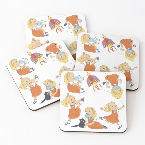 Item preview, Multiple Poses of a Blonde Girl Playing with Bubbles and Her Cat designed and sold by Splurtifumi.