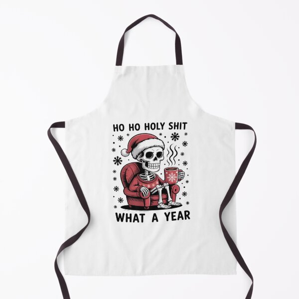 Item preview, Funny Christmas Skeleton with Santa Hat and Coffee Mug – “Ho Ho Holy Sh*t What a Year” Humorous Holiday Design designed and sold by Snifferius.