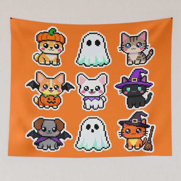 Item preview, Cute Pixel Halloween Pet Costume Characters designed and sold by MuseAI.